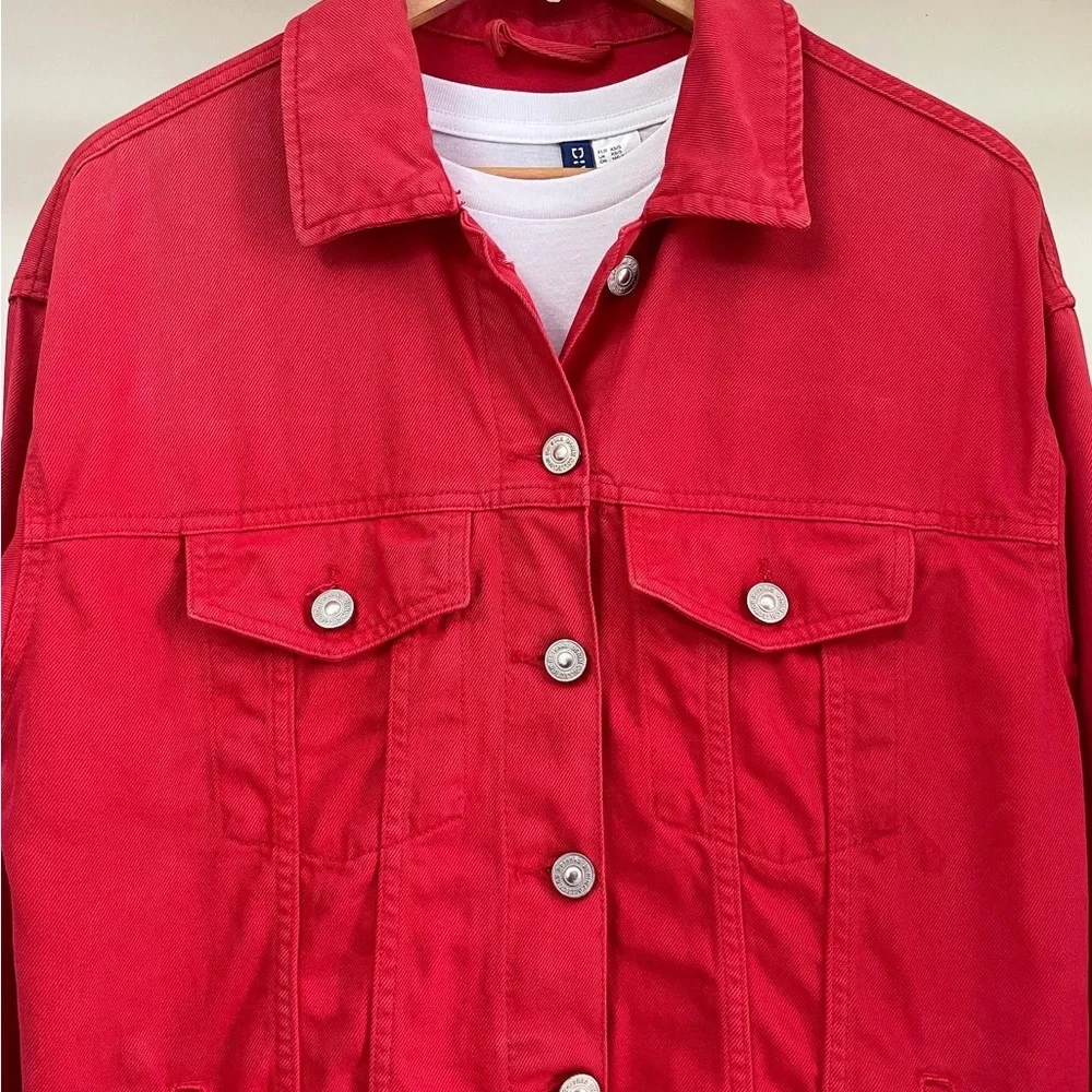 Bershka Red hot Denim jacket for men’s & Women’s - Picture 2 of 5